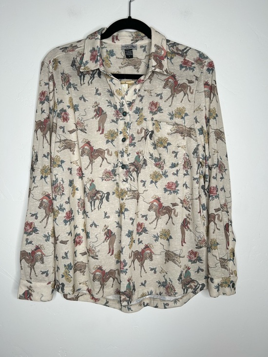 Tasha Polizzi Tops - NWT Tasha Polizzi Cowboy & Floral Print Old Town Shirt Size Large Southwest Boho